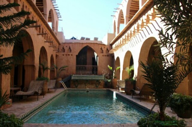 Courtyard of Riad Maktoub, near Ouarzazate, Morocco.